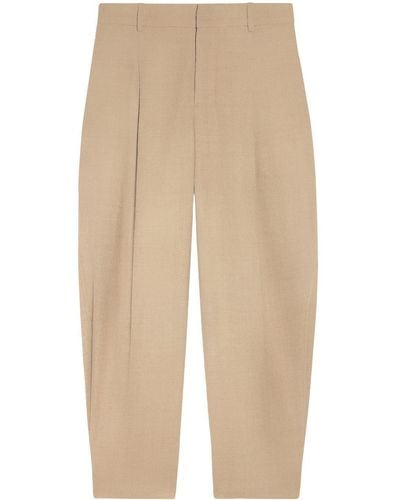 Ami Paris Slouchy Cropped Trousers - Natural