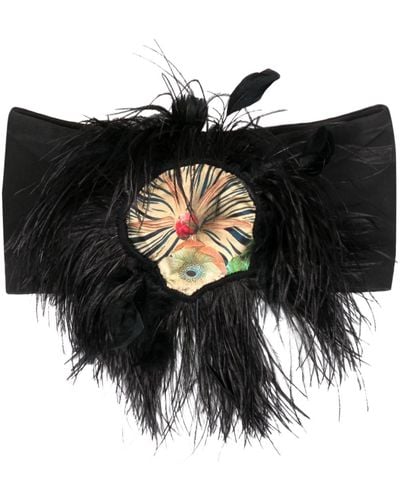 Cynthia Rowley Haut orné de plumes - Noir