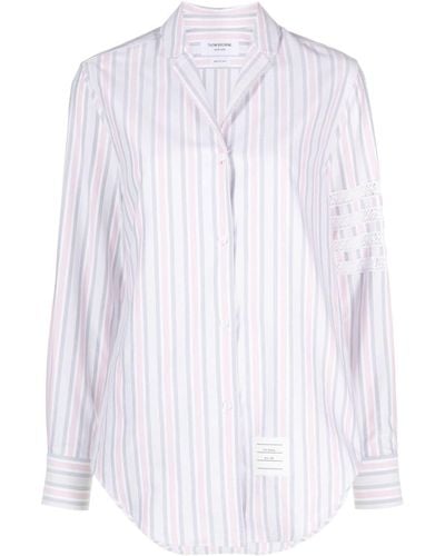 Thom Browne 4-bar Stripe Long-sleeved Shirt - White