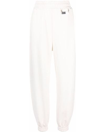 Philipp Plein Pantalones joggers con logo bordado - Blanco