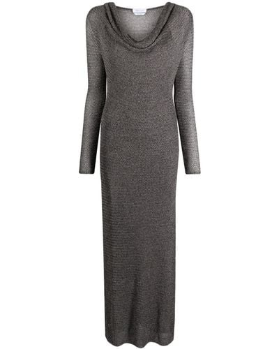 Blumarine Cowl-neck Maxi Dress - Gray
