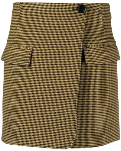 Gestuz Houndstooth-pattern Buttoned Miniskirt - Green