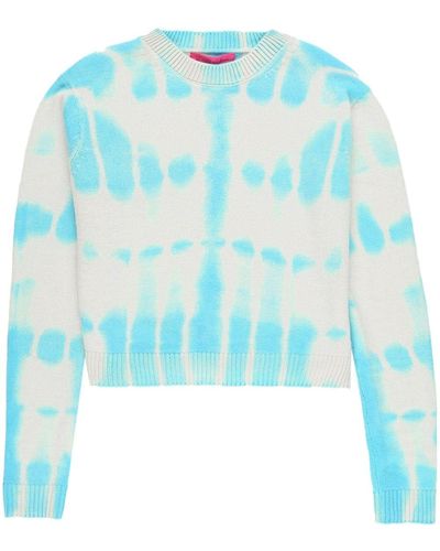 The Elder Statesman Kaschmirpullover mit Batikmuster - Blau