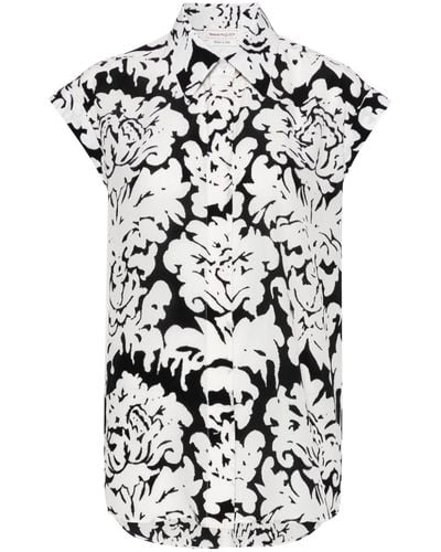 Alexander McQueen Ärmelloses Hemd mit floralem Design - Weiß