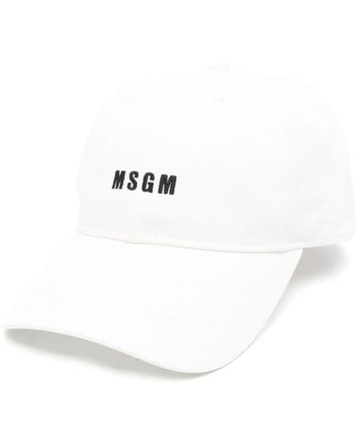 MSGM Cappello da baseball con ricamo - Bianco