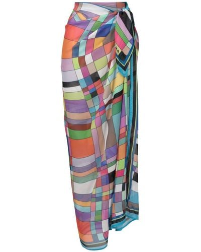 Amir Slama Graphic-print Side-tie Pareo Skirt - Multicolour