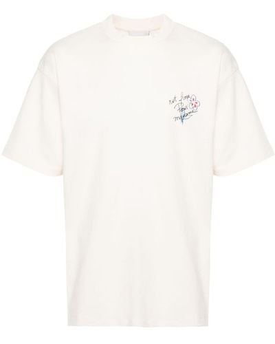 Drole de Monsieur Camiseta Slogan Esquisse - Blanco