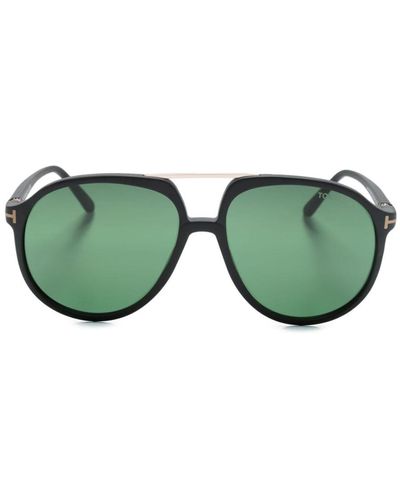 Tom Ford Archie Sonnenbrille mit rundem Gestell - Grün