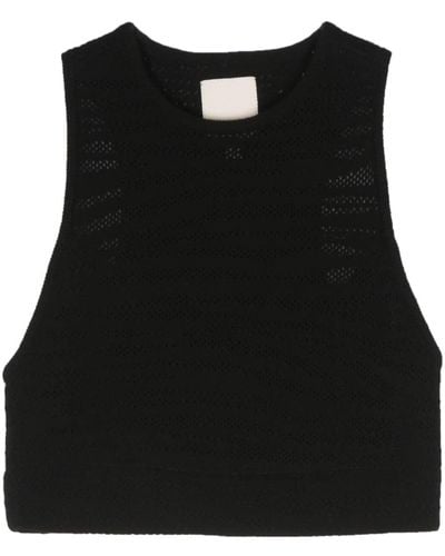 Emporio Armani Knitted Cropped Top - Black