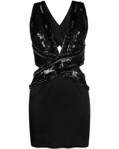 Amen Sequin-embellished Cut-out Mini Dress - Black