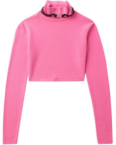 1017 ALYX 9SM Long-sleeve Cropped Sweater - Pink