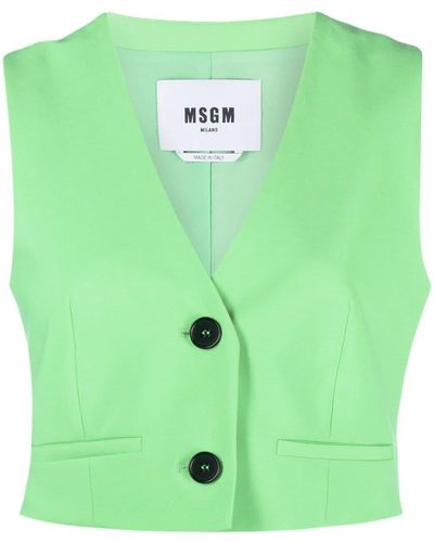 MSGM Button-front Tailored Waistcoat - Green