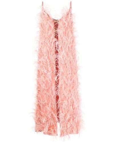 Cult Gaia Feather Open-front Tunic - Pink