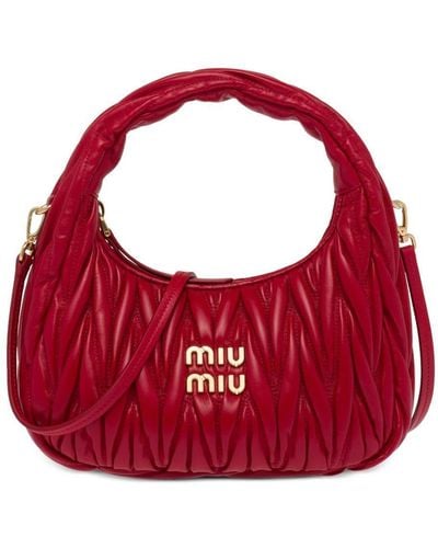 Miu Miu Mini Wander Matelassé Shoulder Bag - Red