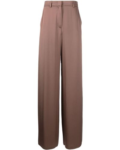 Giorgio Armani Wide-leg High-waisted Silk Trousers - Brown