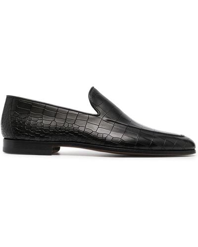 Magnanni Crocodile Effect Loafers - Black