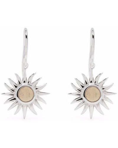 Dinny Hall 9kt Yellow Gold And Sterling Silver My World Sun Charm Drop Earrings - Metallic