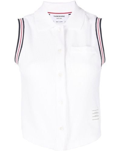 Thom Browne Sleeveless Polo Shirt - White