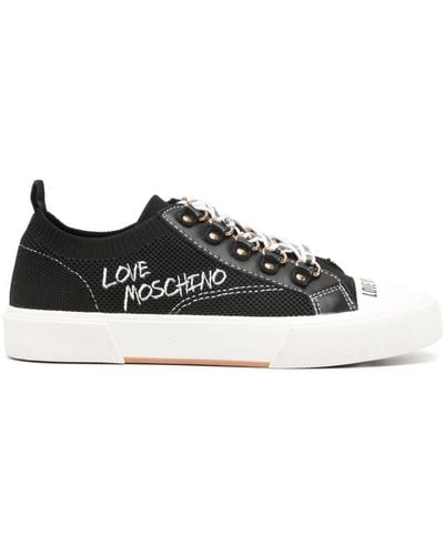 Love Moschino Logo-embroidered Knitted Sneakers - Black