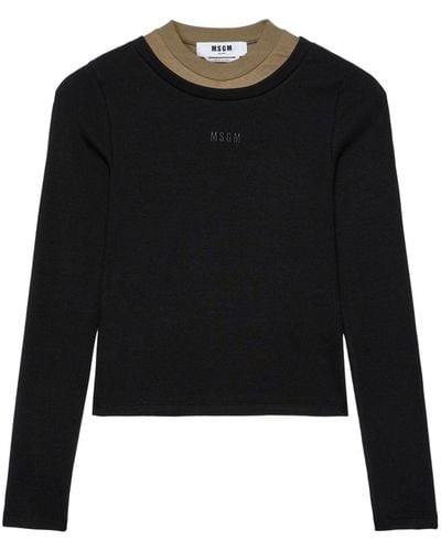 MSGM Embroidered-logo Knitted Top - Black