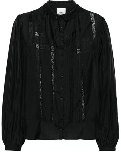 Isabel Marant Zayen Sheer-lace Silk Blouse - Black
