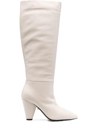 ALEVI Knee-length 100mm Cone-heel Boots - White
