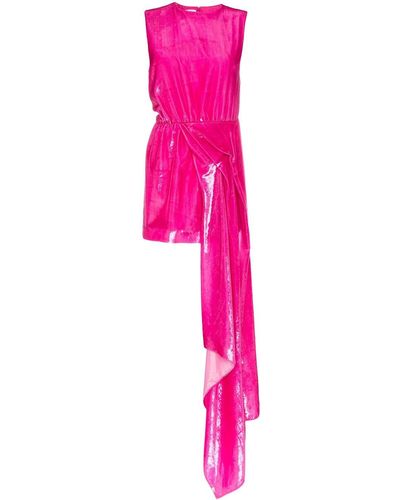 Halpern Dropped Waist Hi-sheen Mini Dress - Pink