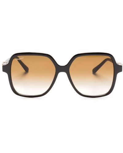 Ferragamo Gancini Oversize-frame Sunglasses - Natural