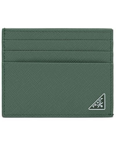 Prada Triangle-logo Leather Cardholder - Green