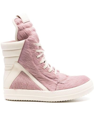 Rick Owens Geobasket Leather Sneakers - Pink