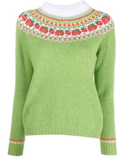 Mackintosh Kelsi Fair Isle Knit Sweater - Green