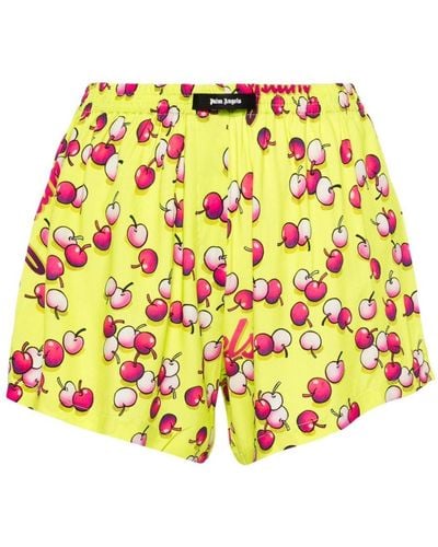 Palm Angels Cherries-print Boxer Shorts - Yellow