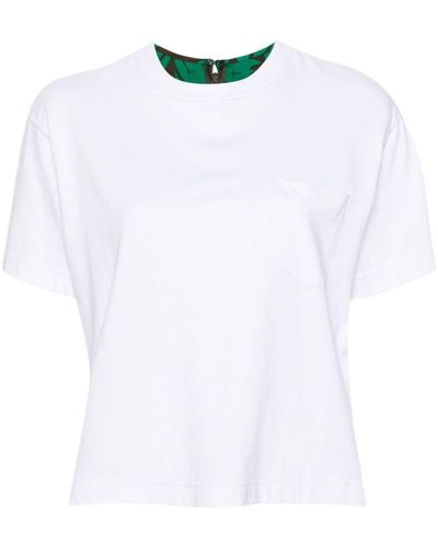 Sacai フローラル パネル Tシャツ - ホワイト
