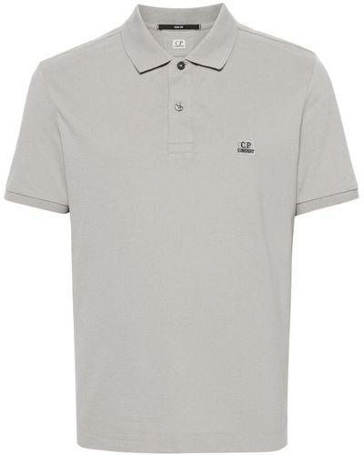 C.P. Company Logo-embroidered Cotton Polo Shirt - Grey