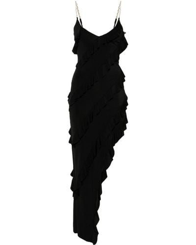 Nissa Side-slit Ruffled Maxi Dress - Black