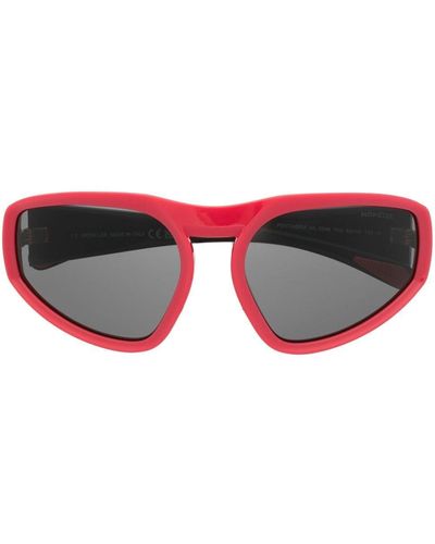 Moncler Sonnenbrille mit geometrischem Gestell - Rot