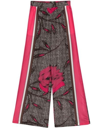 P.A.R.O.S.H. Floral-print Silk Trousers - Red