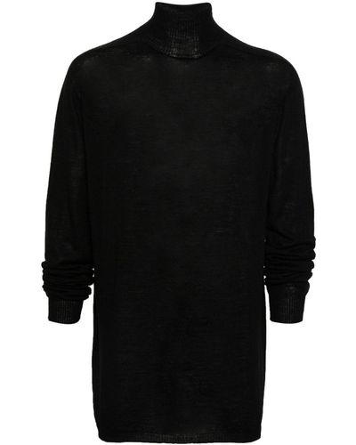 Rick Owens Roll-neck Wool Sweater - Black