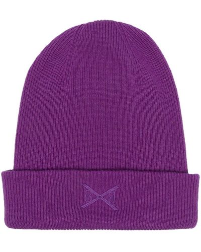 Barrie Ribbed Cashmere Beanie - Purple