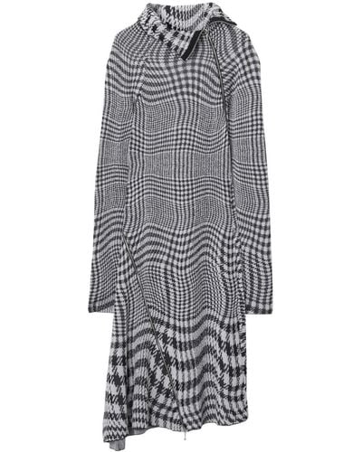 Burberry Warped Houndstooth-pattern Midi Dress - Grey