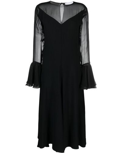 Erika Cavallini Semi Couture Cady Butterfly-sleeve Midi Dress - Black