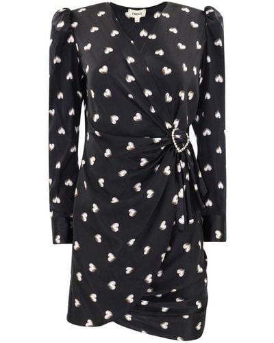 L'Agence Clarice Heart-motif Minidress - Black