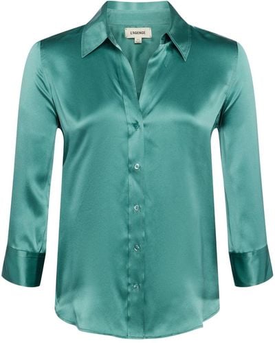 L'Agence Dani Silk Shirt - Green