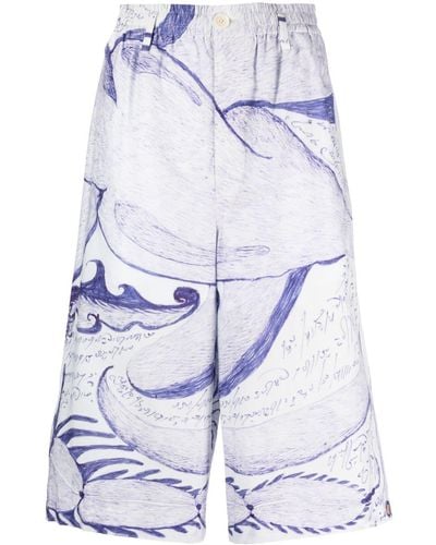 Lemaire Shorts con stampa - Blu