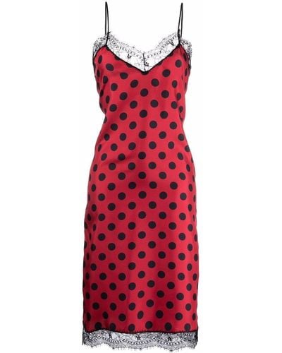 Ami Paris Polka Dot Slip Dress - Red