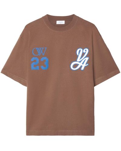 Off-White c/o Virgil Abloh T-shirt 23 Varsity Skate en coton - Marron