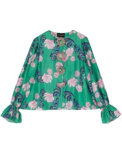 Cynthia Rowley Eden floral cotton blouse - Grün