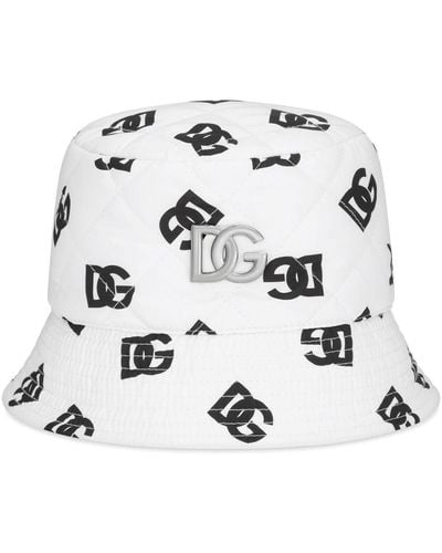 Dolce & Gabbana Cappello bucket bianco con stampa monogram