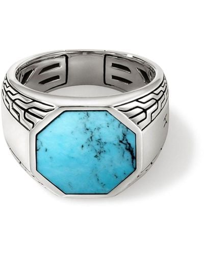 John Hardy Sterling Silver Turquoise Signet Ring - Blue