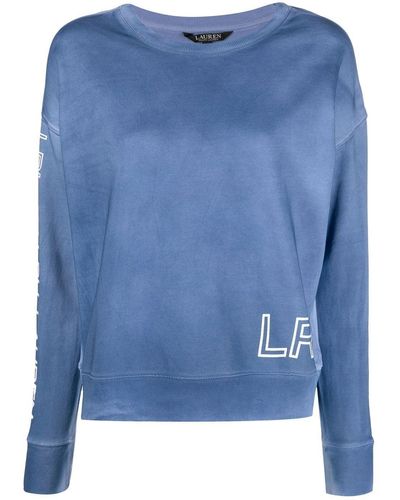 Lauren by Ralph Lauren Logo Print-sleeve Sweatshirt - Blue